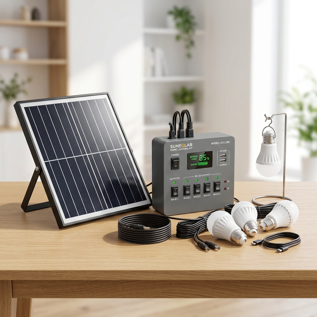 Compact DC solar home lighting kit