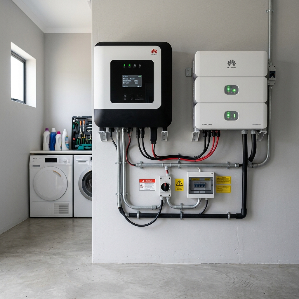 Hybrid rooftop solar inverter and battery installation