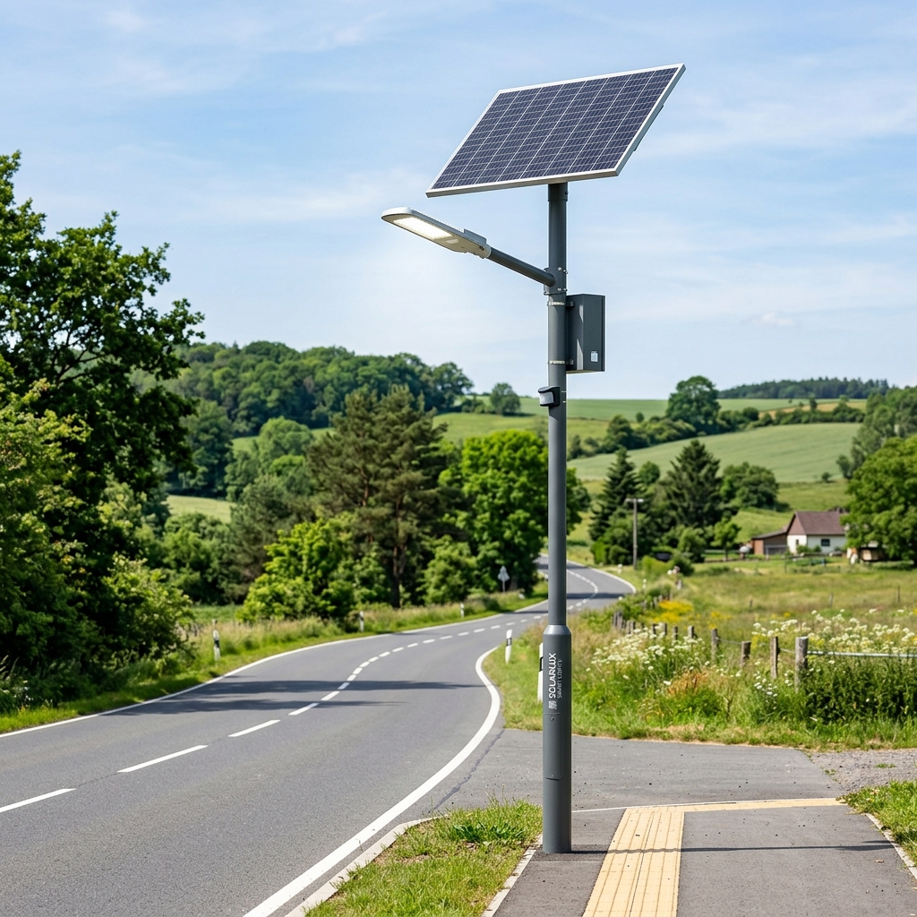 Integrated solar street light pole installation